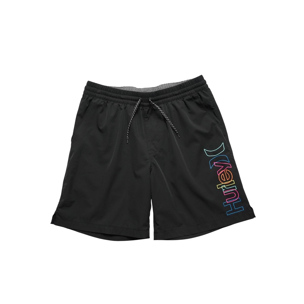 Hurley‎ Black Board Shorts Mens XL  5" Inseam Drawstring Lined Quick Dry